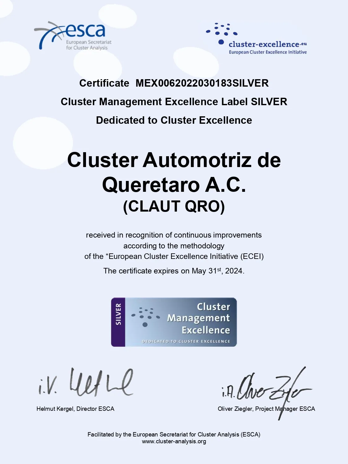 Querétaro Automotive Cluster — SILVER Certificate 2022-2024
